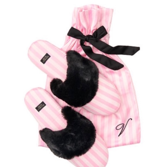 Victoria's Secret Shoes - Victoria’s Secret Striped Slippers with pouch